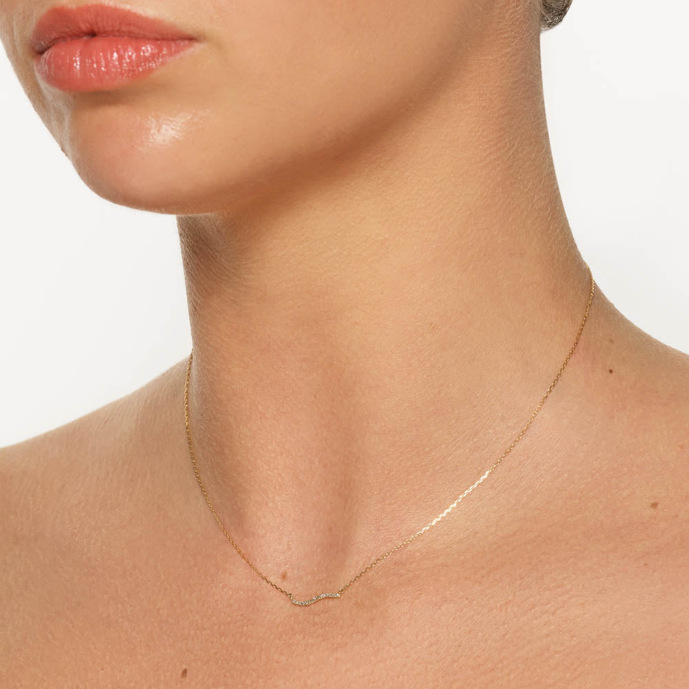 Elegant 0.035 TCW Round Lab-Grown Diamond Wave Necklace 4