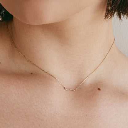 Elegant 0.035 TCW Round Lab-Grown Diamond Wave Necklace 6