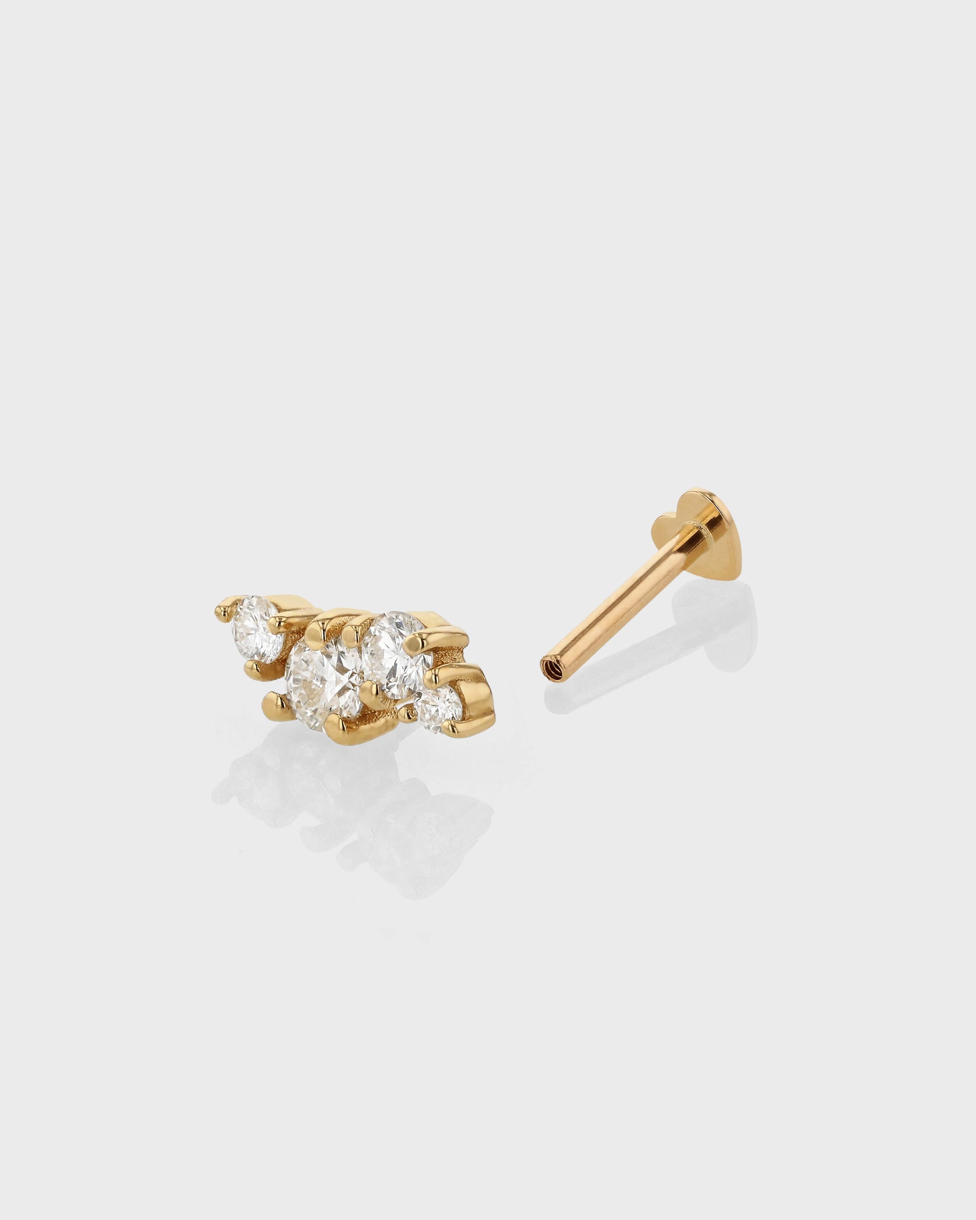 0.20 TCW Round Lab Grown Diamond Constellation Stud Earring in Gold 4