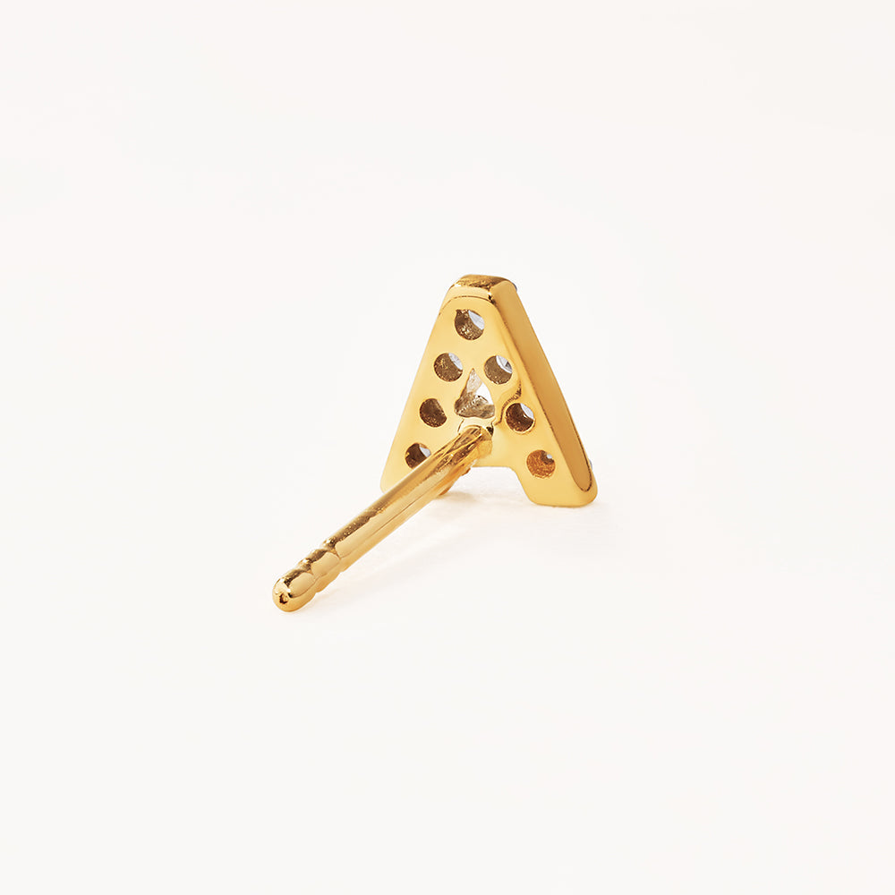 Gold Lab Grown Diamond Initial "A" Stud Earrings - 0.04 TCW 6