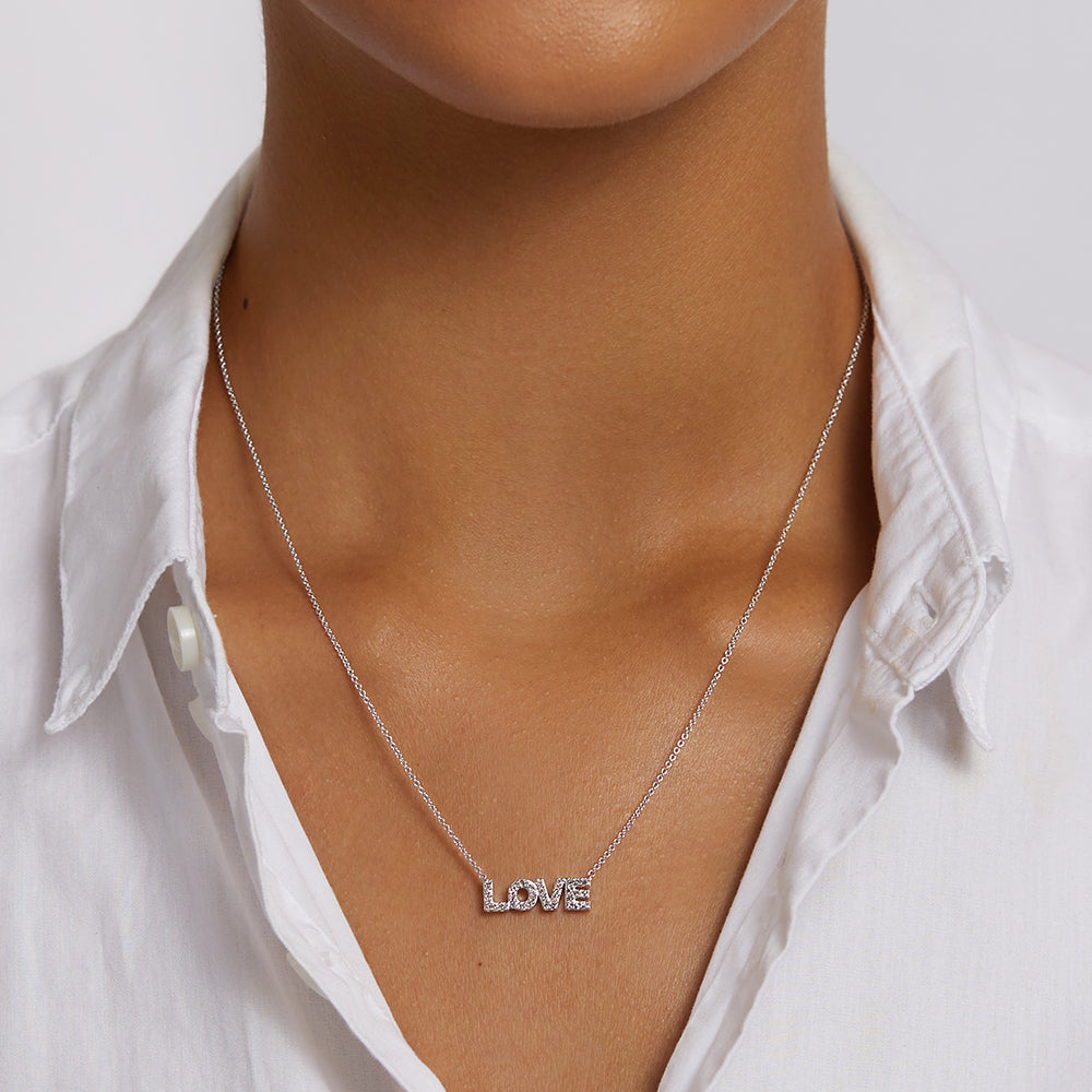 0.24 TCW Round Lab Grown Diamond Love Necklace