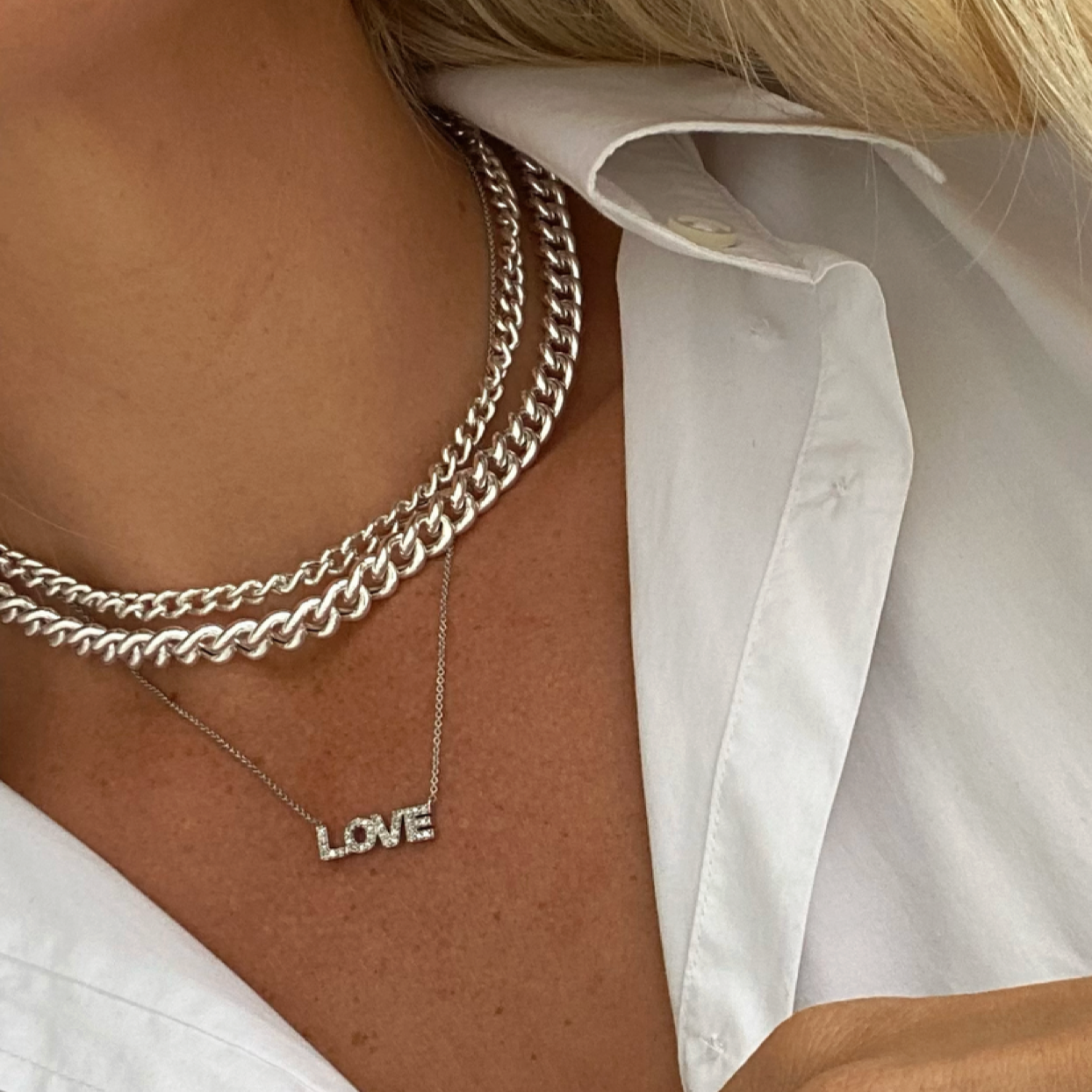 0.24 TCW Round Lab Grown Diamond Love Necklace