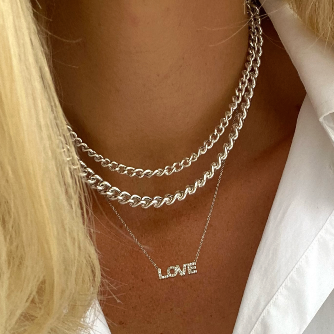 0.24 TCW Round Lab Grown Diamond Love Necklace