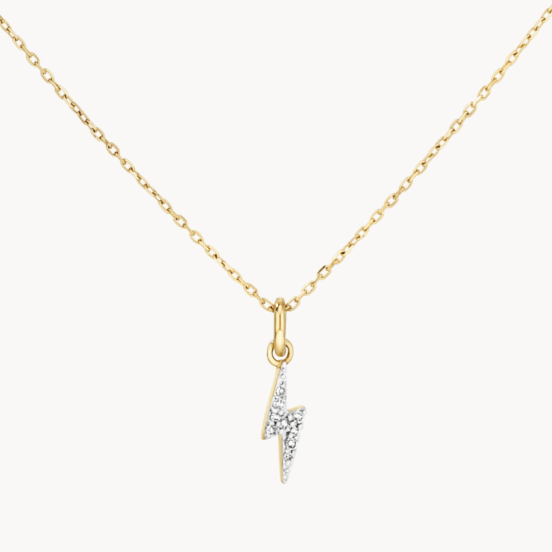 0.036 TCW Round Lab Grown Diamond Lightning Bolt Necklace