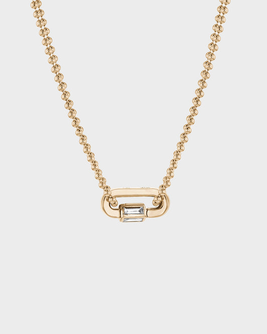 0.20 TCW Emerald Cut Lab Grown Diamond Lock Necklace