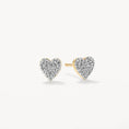 Load image into Gallery viewer, 0.09 TCW Round Lab Grown Diamond Heart-Shaped Gold Stud Earrings
