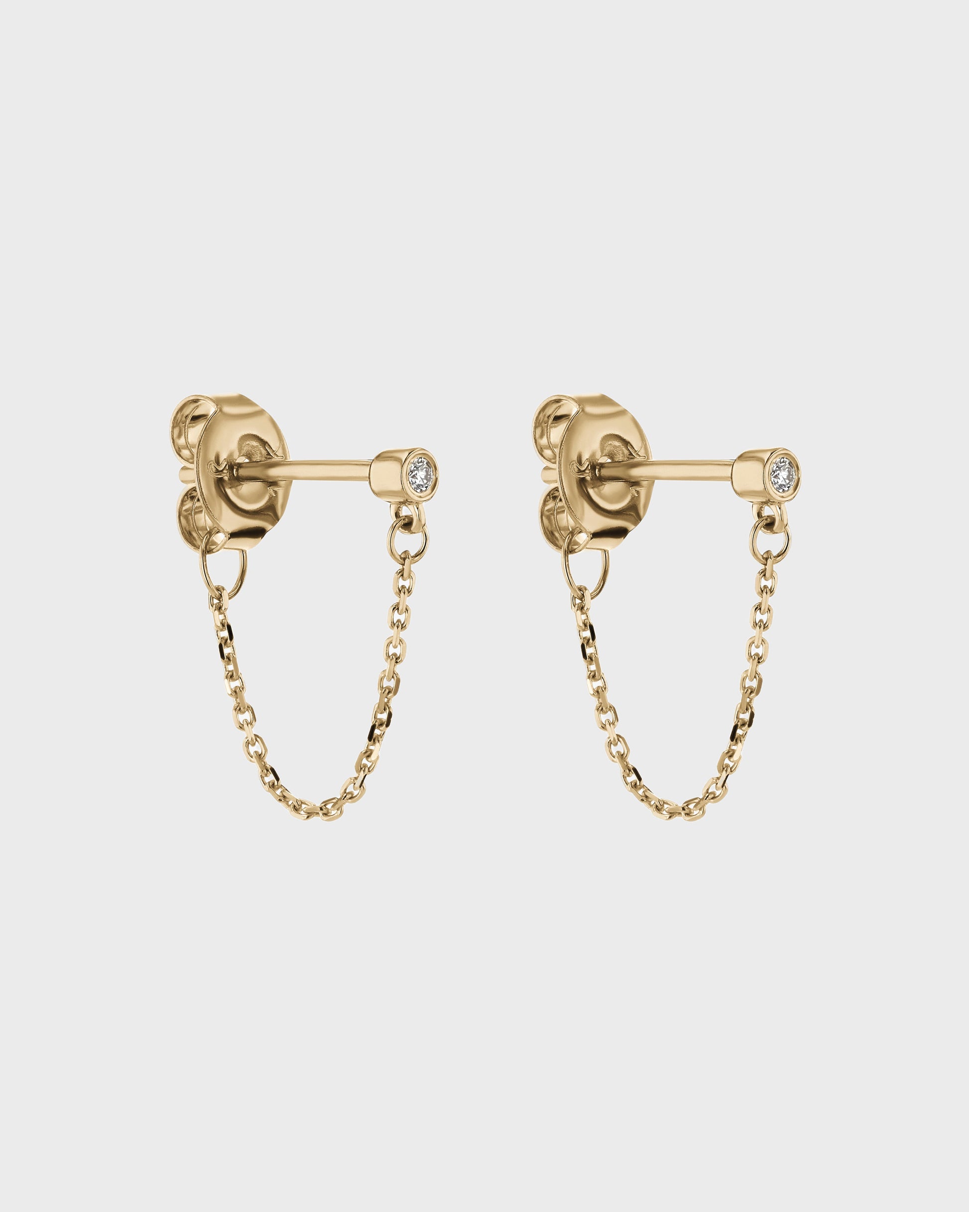 0.10 TCW Round Lab Grown Diamond Gold Chain Earrings 1
