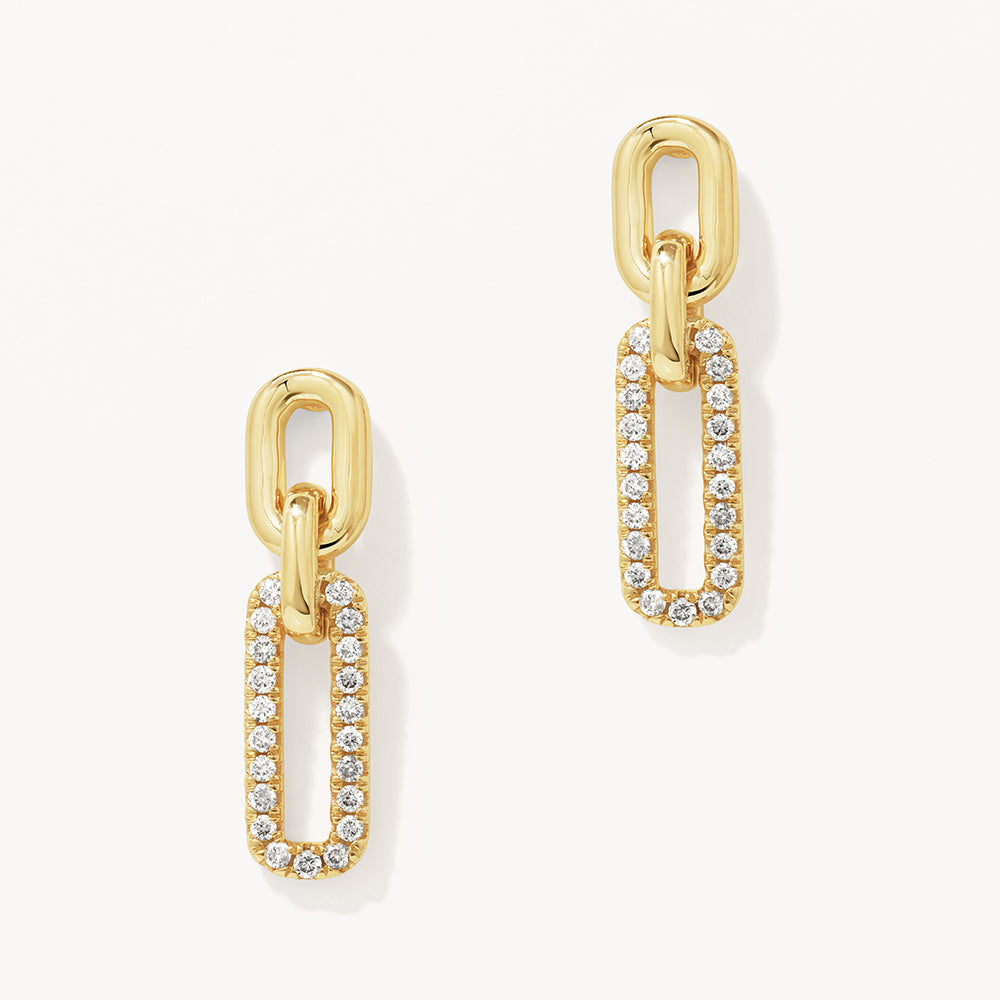 0.19 TCW Round Lab Grown Diamond Paperclip Drop Earrings