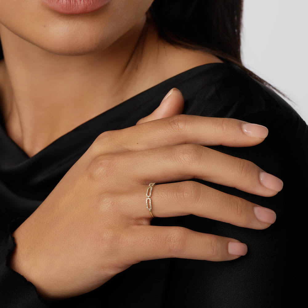 0.11 TCW Round Lab-Grown Diamond Paperclip Link Wedding Band 5