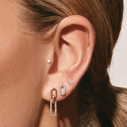 Radiant 0.11 TCW Round Diamond Paperclip Stud Earrings 2