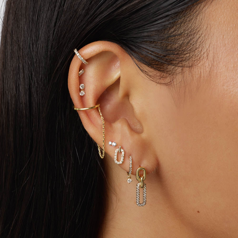 Radiant 0.11 TCW Round Diamond Paperclip Stud Earrings 3