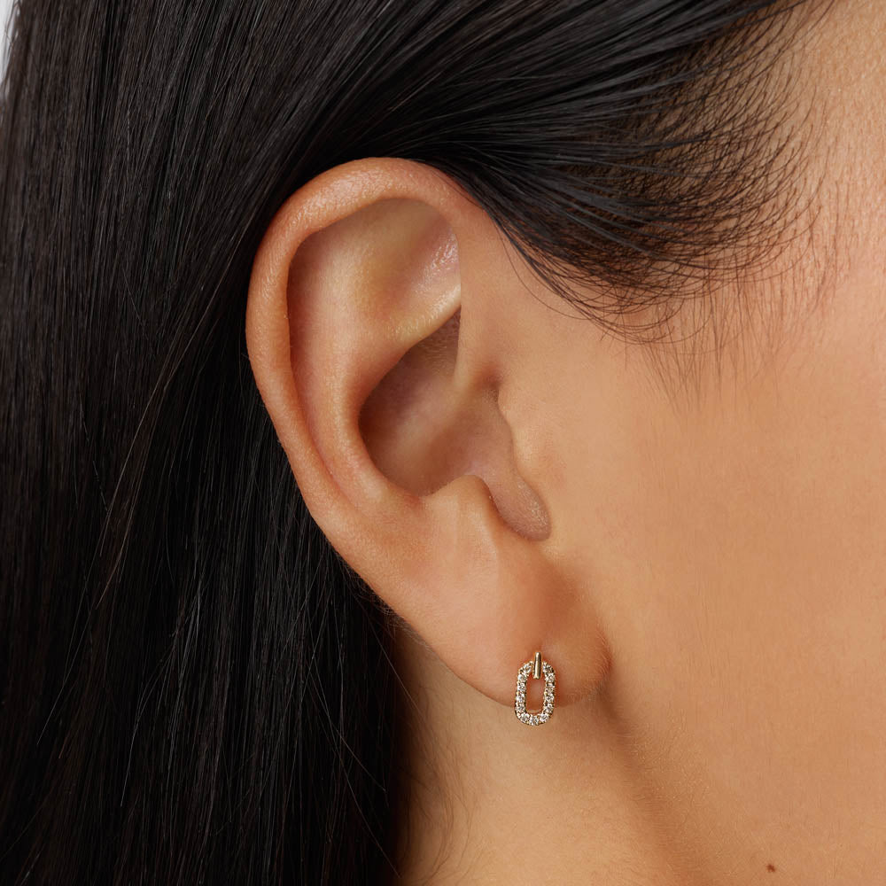 Radiant 0.11 TCW Round Diamond Paperclip Stud Earrings 5