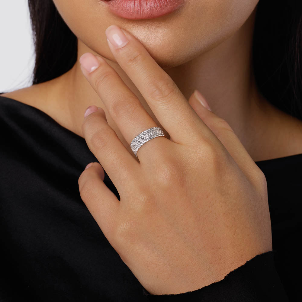 Radiant 0.79 TCW Round Lab Grown Diamond Layered Wedding Band 9