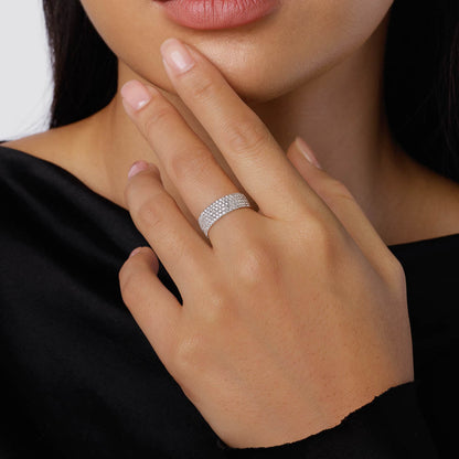 Radiant 0.79 TCW Round Lab Grown Diamond Layered Wedding Band 9