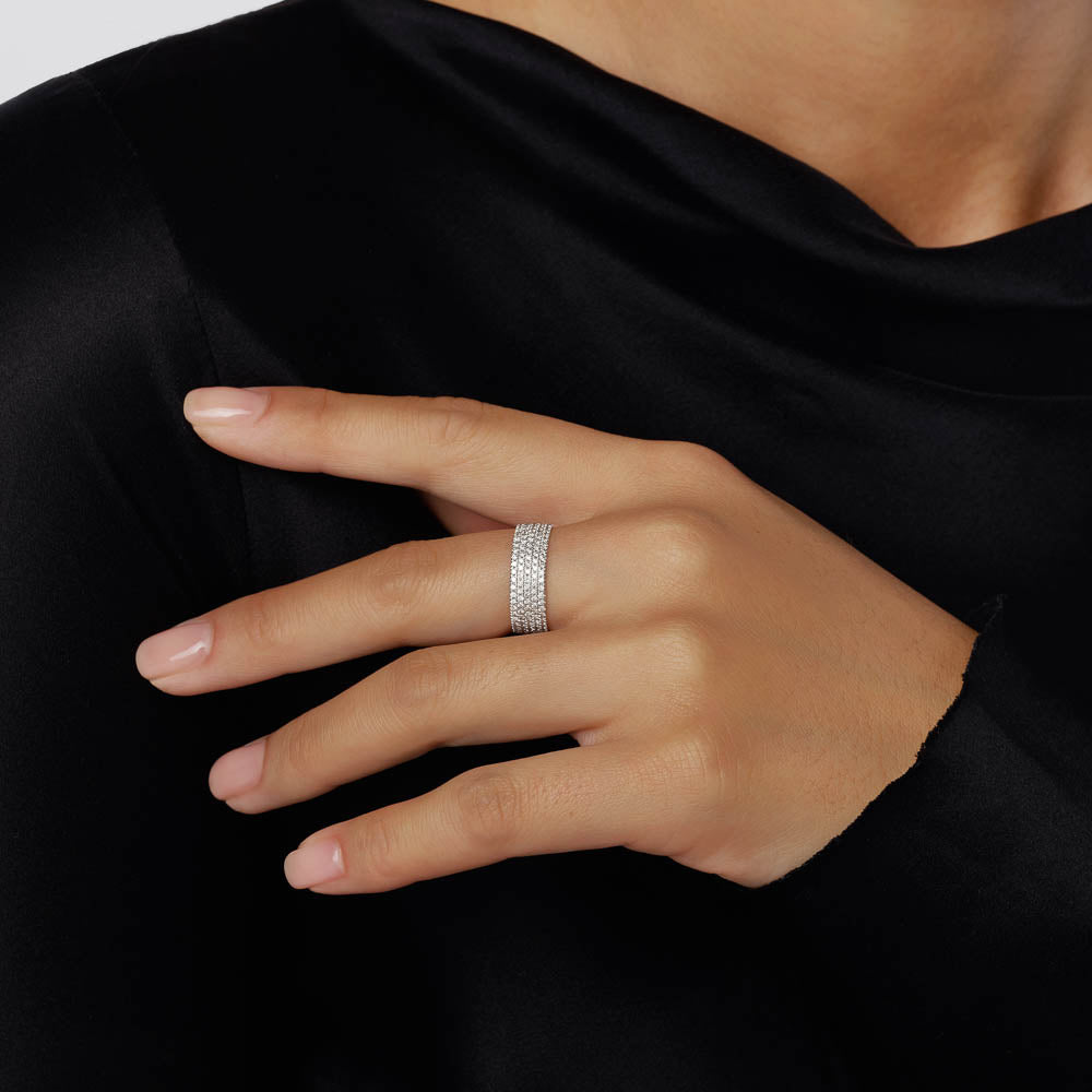 Radiant 0.79 TCW Round Lab Grown Diamond Layered Wedding Band 5