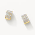 Load image into Gallery viewer, 0.79 TCW Round Lab Grown Diamond Pave Hoop Earrings in Gold
