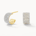 Load image into Gallery viewer, 0.79 TCW Round Lab Grown Diamond Pave Hoop Earrings in Gold
