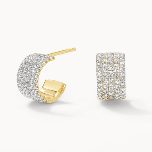 0.79 TCW Round Lab Grown Diamond Pave Hoop Earrings in Gold