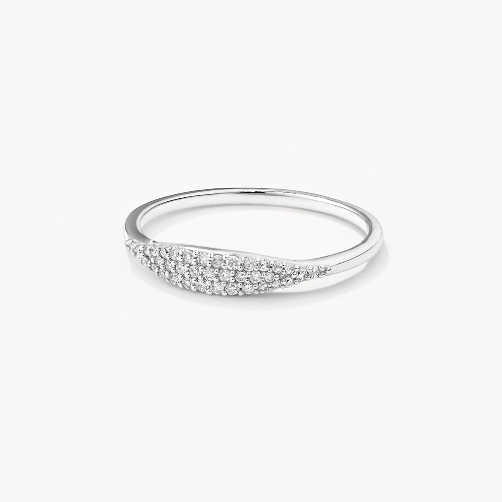 Round Diamond Pave Signet Band