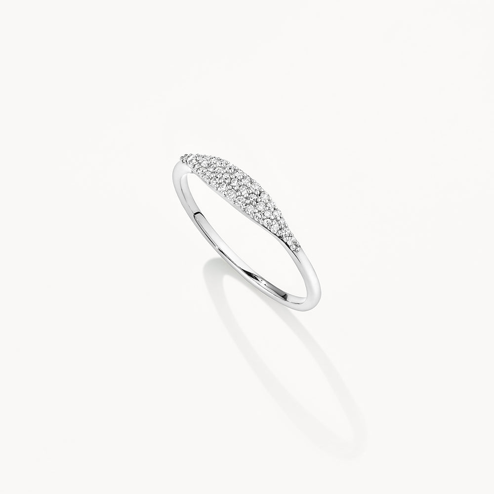 Round Diamond Pave Signet Band