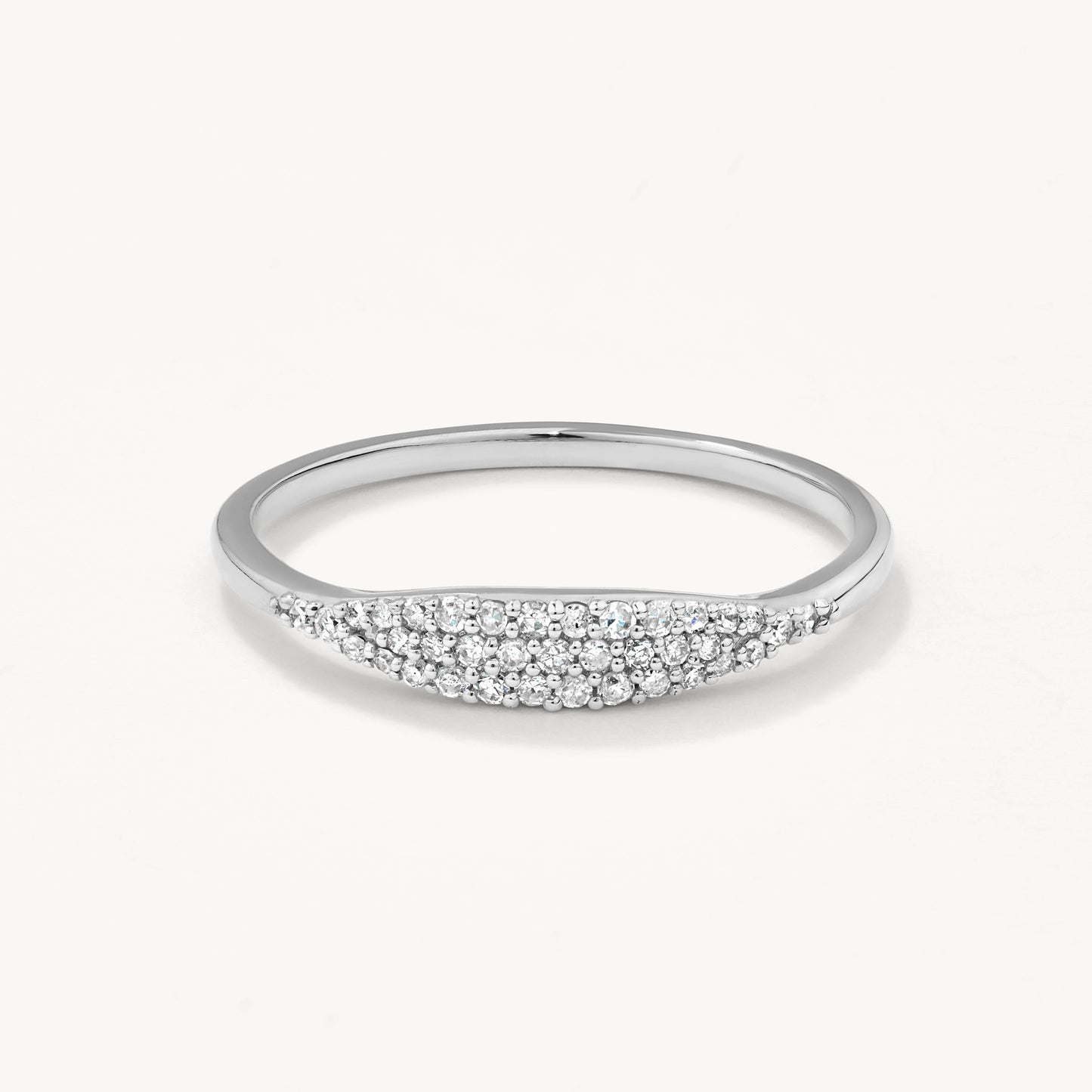 Round Diamond Pave Signet Band 1