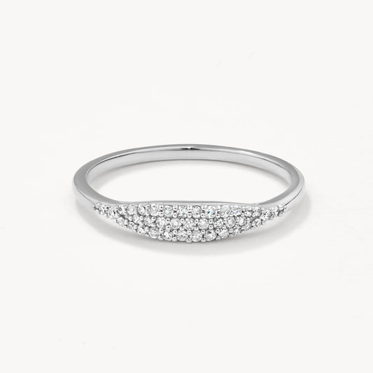 Round Diamond Pave Signet Band