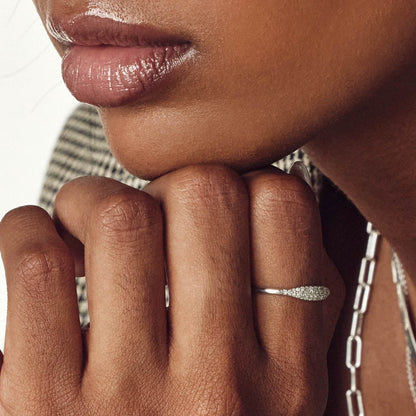 Round Diamond Pave Signet Band 4