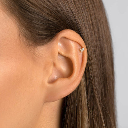 Trio Glamour: 0.05 TCW Round Lab Grown Diamond Stud Earrings 4