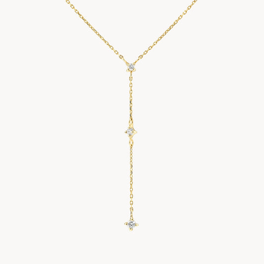 Lumina Elegance: 0.07 TCW Round Lab-Grown Diamond Trio Lariat Necklace