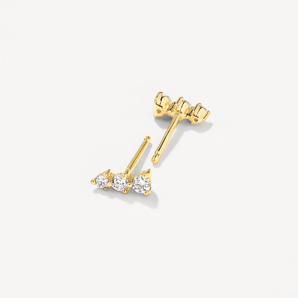 Radiant Elegance: 0.10 TCW Round Lab Grown Diamond Trio Stud Earrings 6