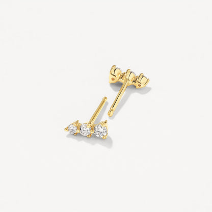 Radiant Elegance: 0.10 TCW Round Lab Grown Diamond Trio Stud Earrings 6