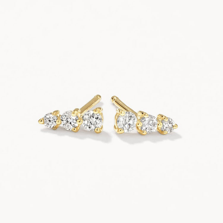 Radiant Elegance: 0.10 TCW Round Lab Grown Diamond Trio Stud Earrings 1