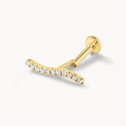 0.031 TCW Round Lab Grown Diamond Curved Gold Earrings 4