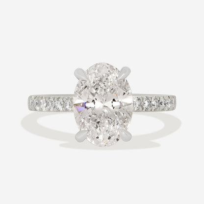 Pave & Tulip Style-2.5 CT Oval Lab Grown Diamond Engagement Ring