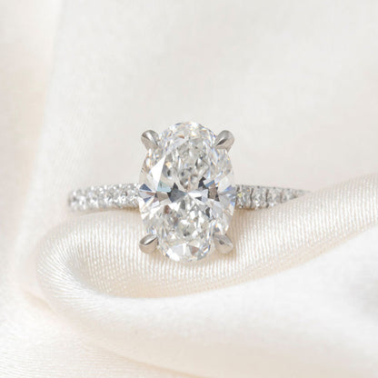 Pave & Tulip Style-2.5 CT Oval Lab Grown Diamond Engagement Ring