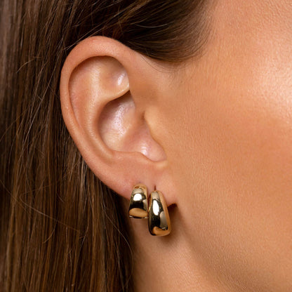 Golden Elegance Dome Hoop Earrings 14