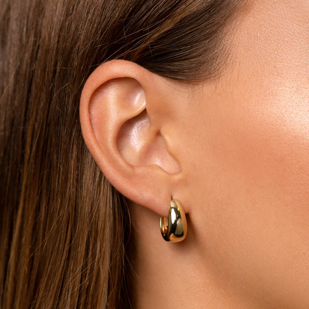 Golden Elegance Dome Hoop Earrings 10