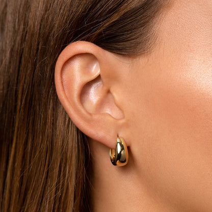 Golden Elegance Dome Hoop Earrings 10