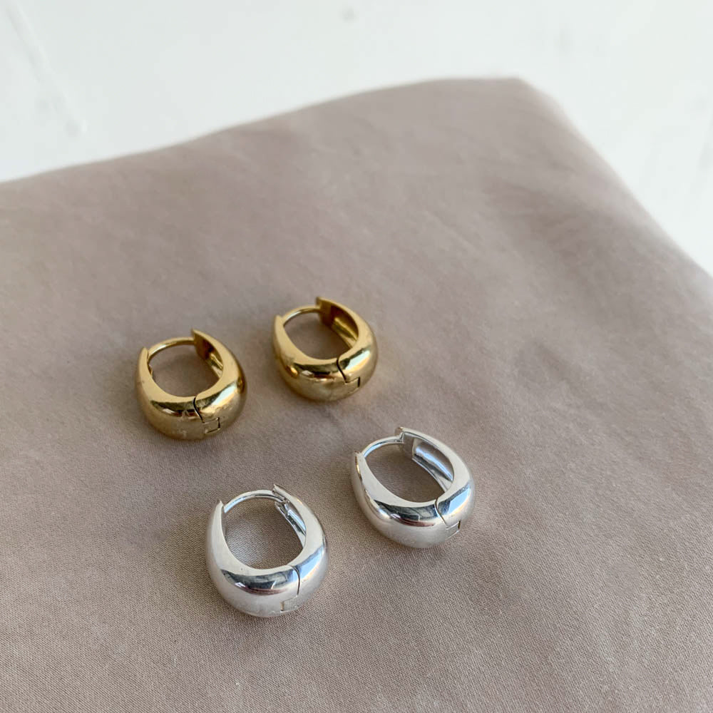 Golden Elegance Dome Hoop Earrings 15