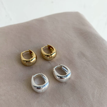 Golden Elegance Dome Hoop Earrings 15