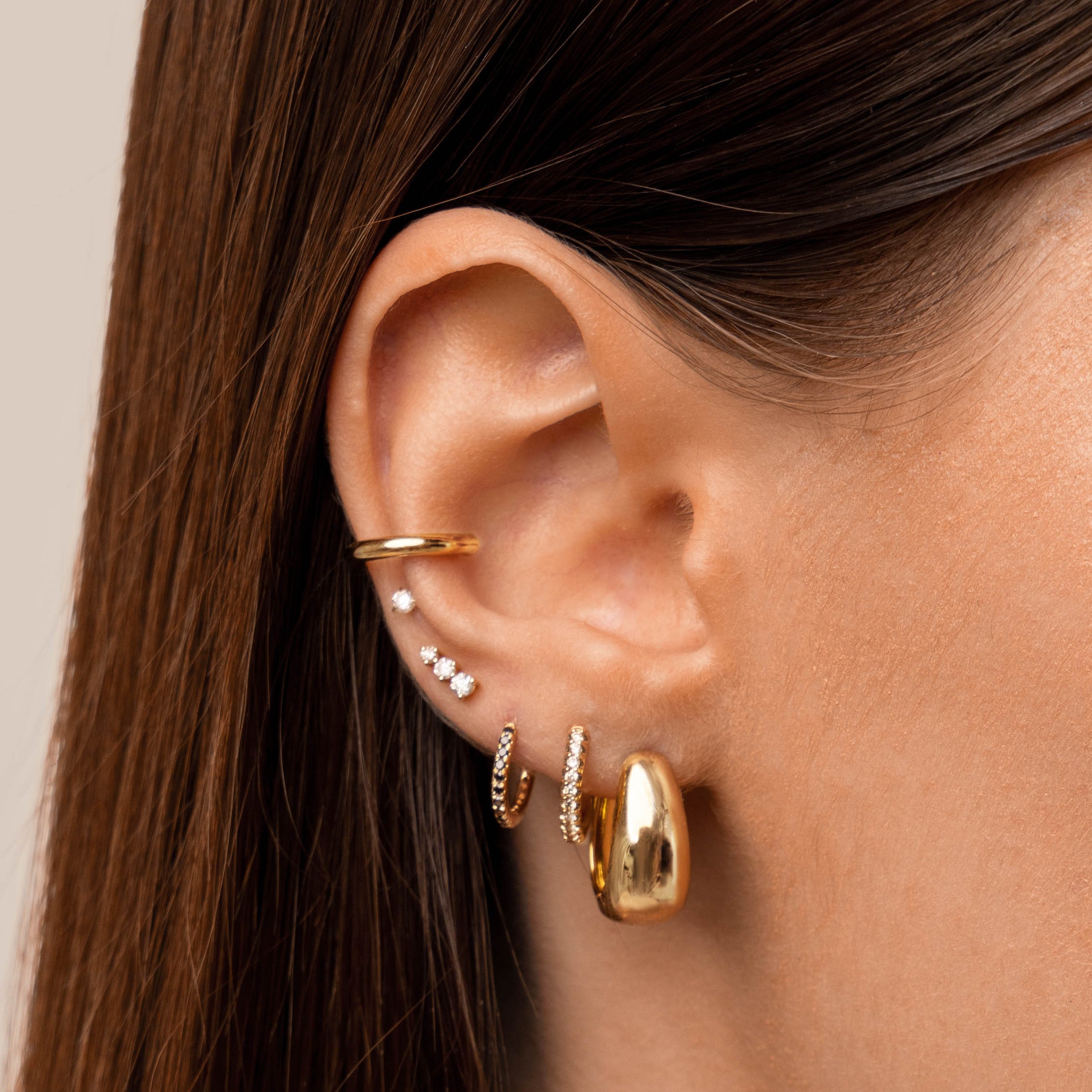 Golden Elegance Dome Hoop Earrings