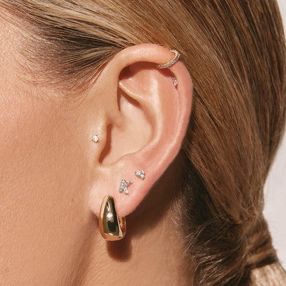 Golden Elegance Dome Hoop Earrings 2