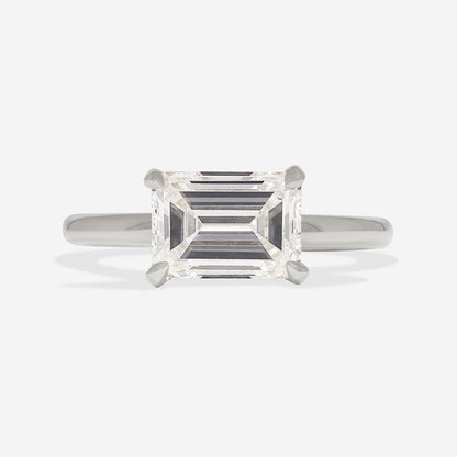 East West Solitaire-2.0 CT Emerald Lab Grown Diamond Engagement Ring