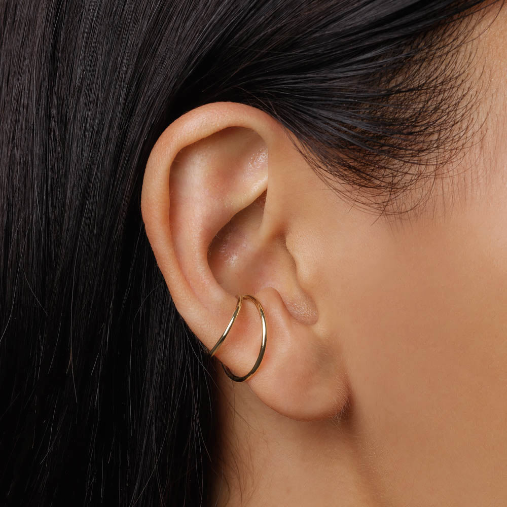 Elegant Gold Double Band Ear Cuff Earrings