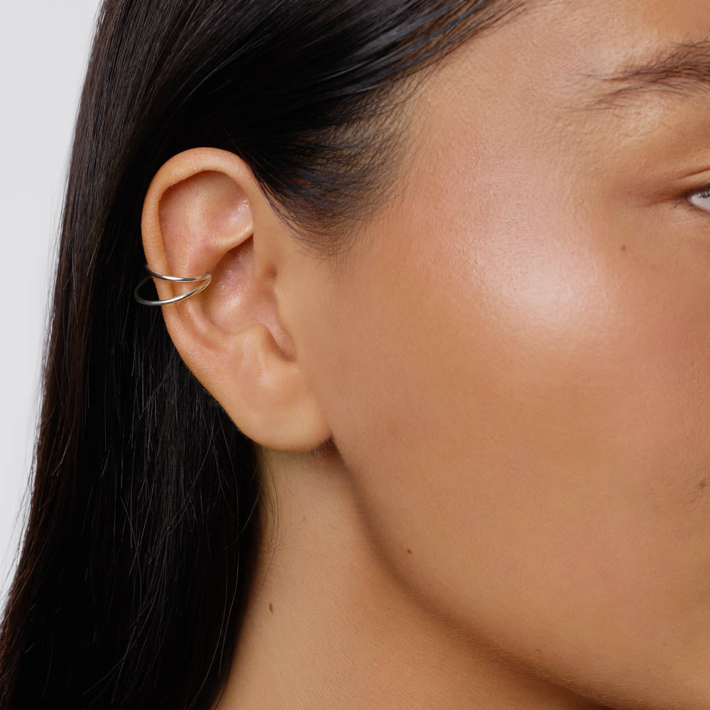 Elegant Gold Double Band Ear Cuff Earrings 9