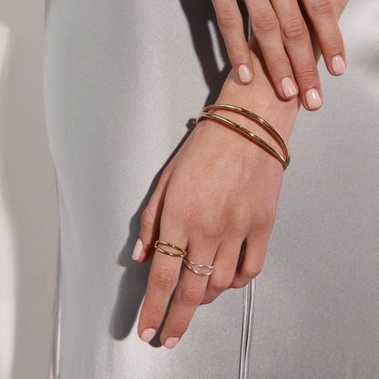 Elegant Gold Double Split Bangle Bracelet 6