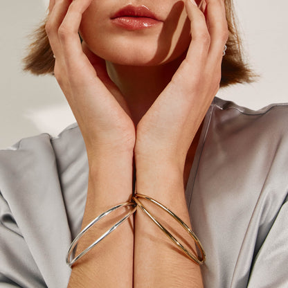 Elegant Gold Double Split Bangle Bracelet 2