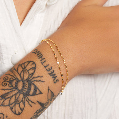 Elegant Double Chain Gold Curb Bracelets 4