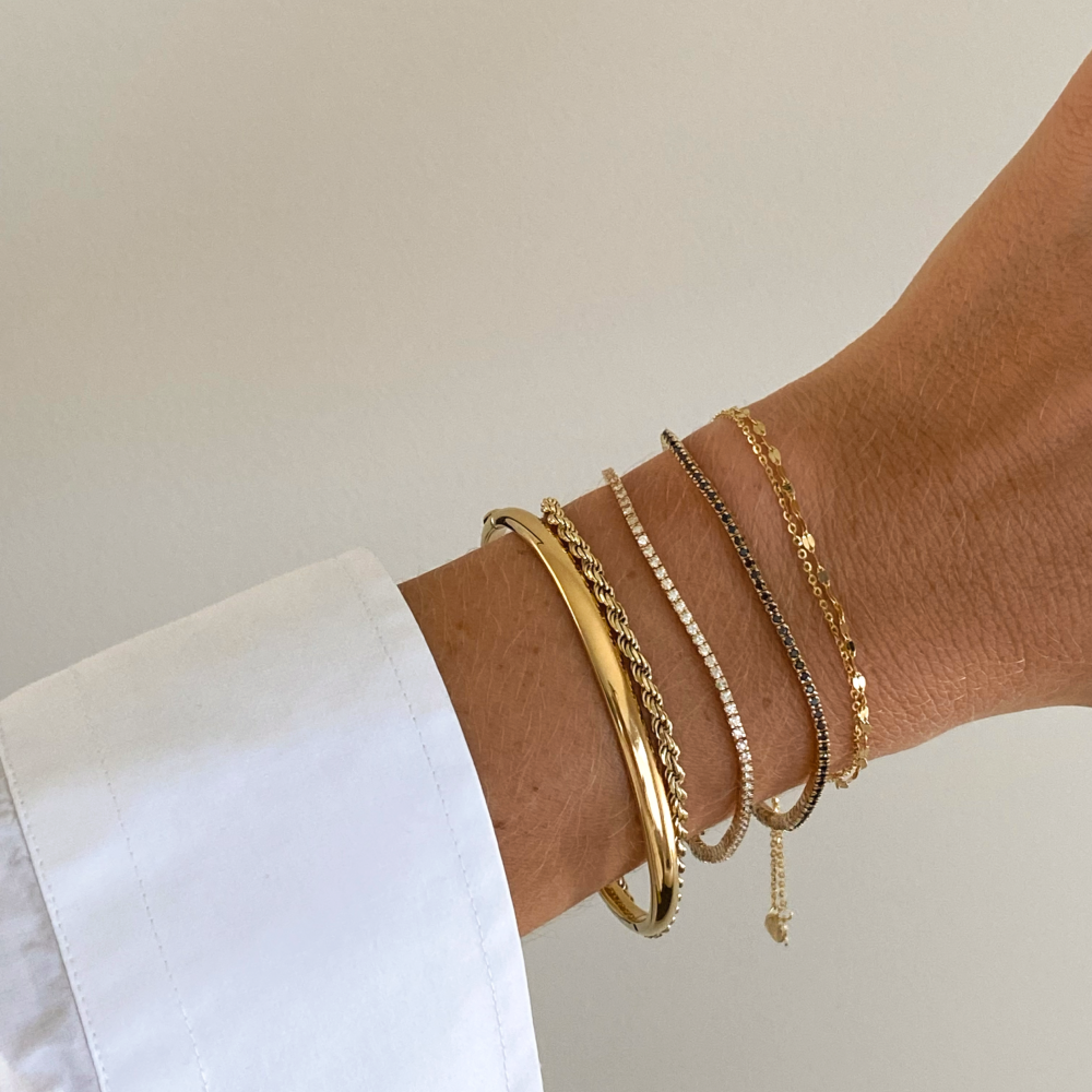 Elegant Double Chain Gold Curb Bracelets 6