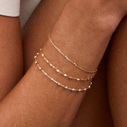 Elegant Double Chain Gold Curb Bracelets 2
